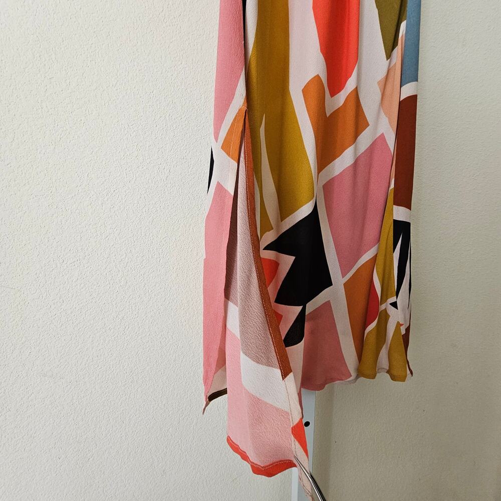 ANTHROPOLOGIE CONDITIONS APPLY Abstract Multicolored Slip Midi Dress Sz M - Picture 6 of 16